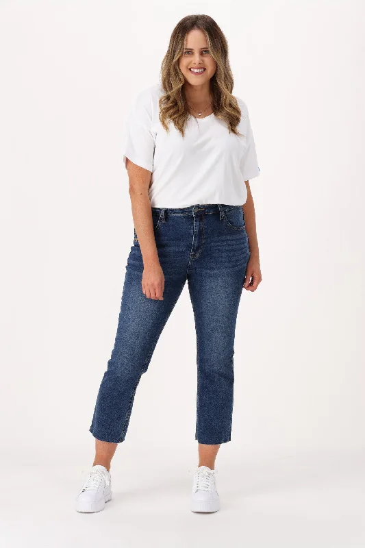 Shine On Label Dario Cropped Bootcut Jean Indigo