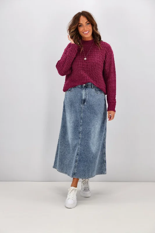 Shine On Label Hunter Fluid Denim Skirt Indigo