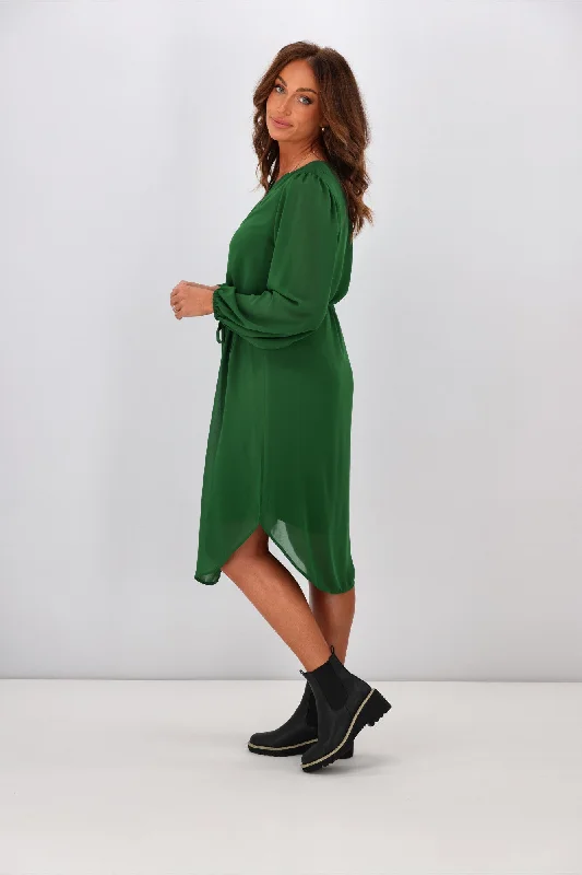 Shine On Label Zaya Placket Neck Dress Forest