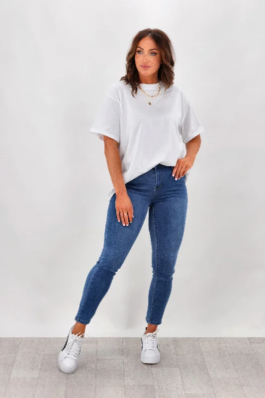 Wakee Molly Skinny Leg Jean Mid Blue