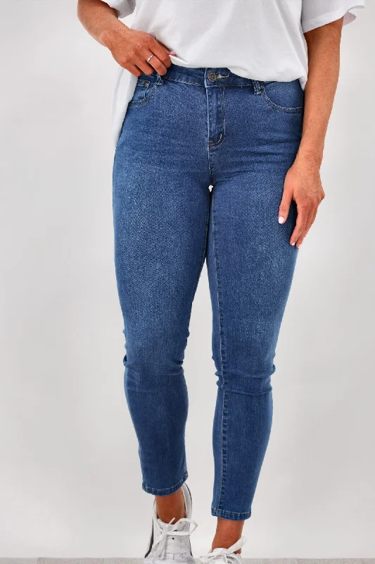 Wakee Molly Skinny Leg Jean Mid Blue