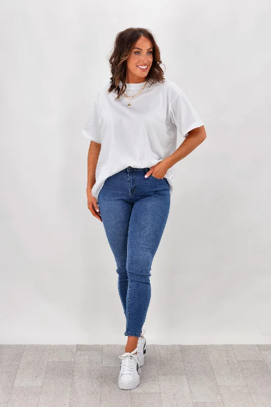 Wakee Molly Skinny Leg Jean Mid Blue