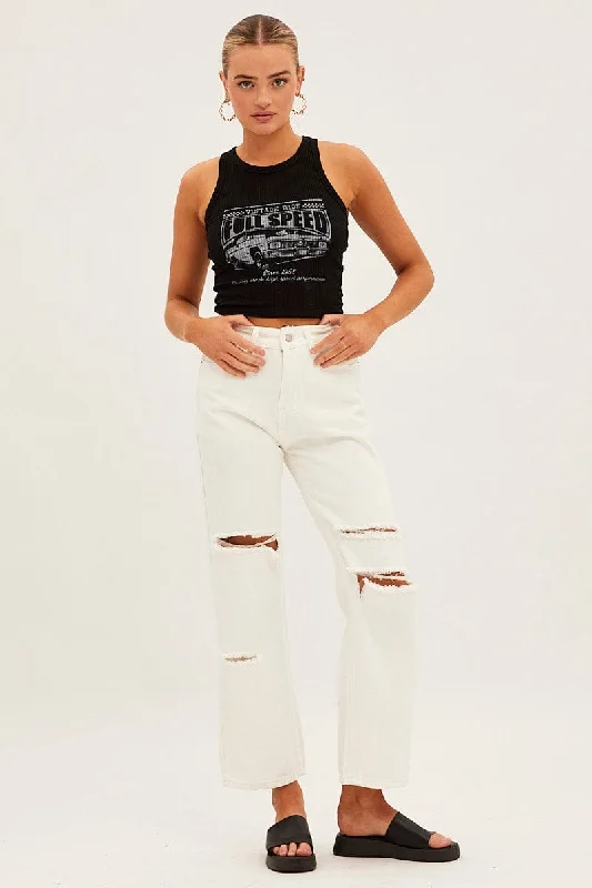 White Boyfriend Denim Jeans