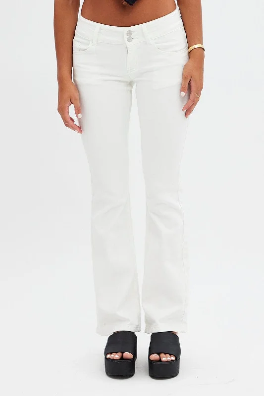 White Flare Jeans Low Waist