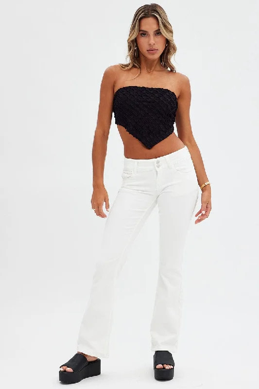 White Flare Jeans Low Waist