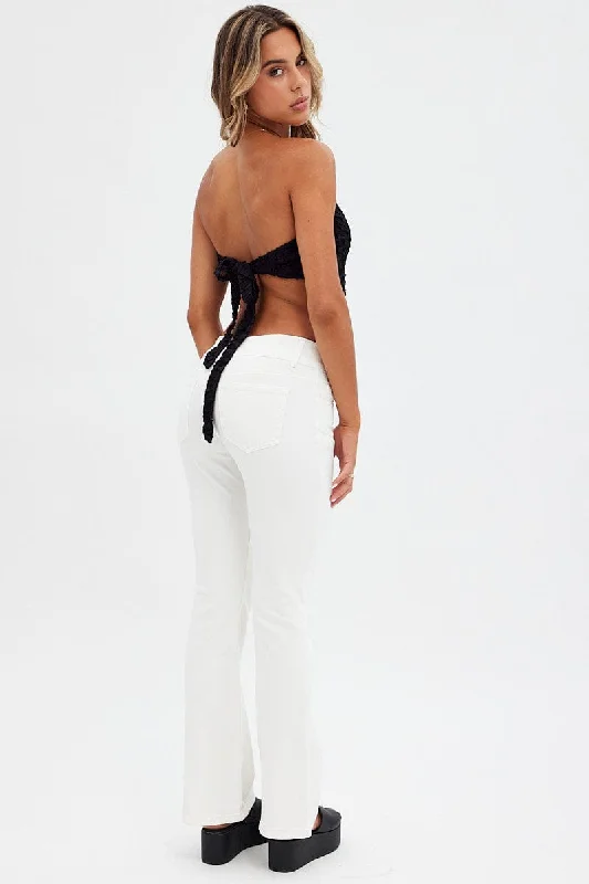 White Flare Jeans Low Waist