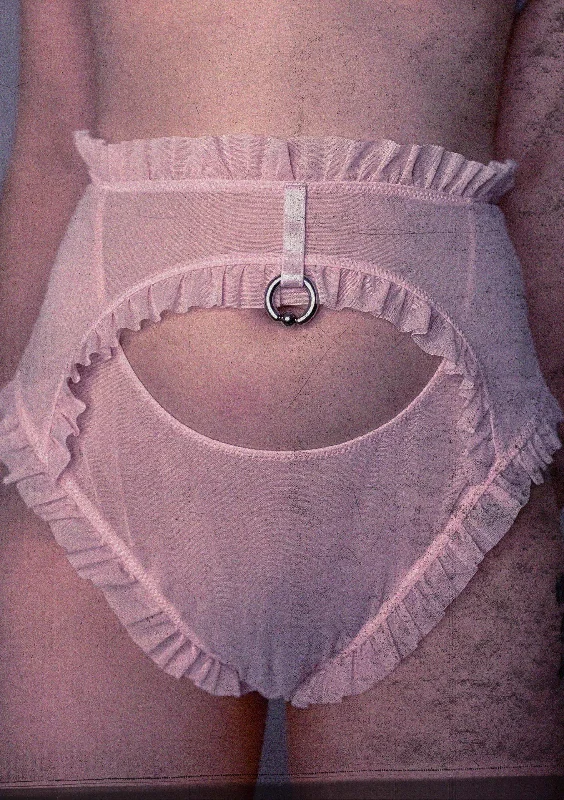 Let Go High Waist Backless Briefs In Pink Mesh