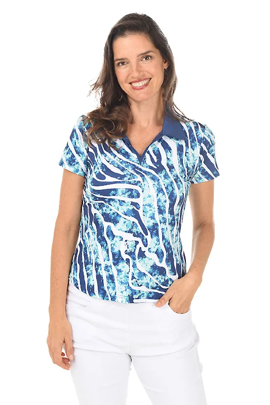 Zebra Tie Dye Polo Top