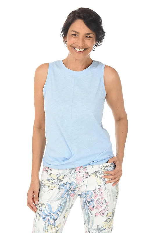 Solid Slub Knit Twist-Front Tank