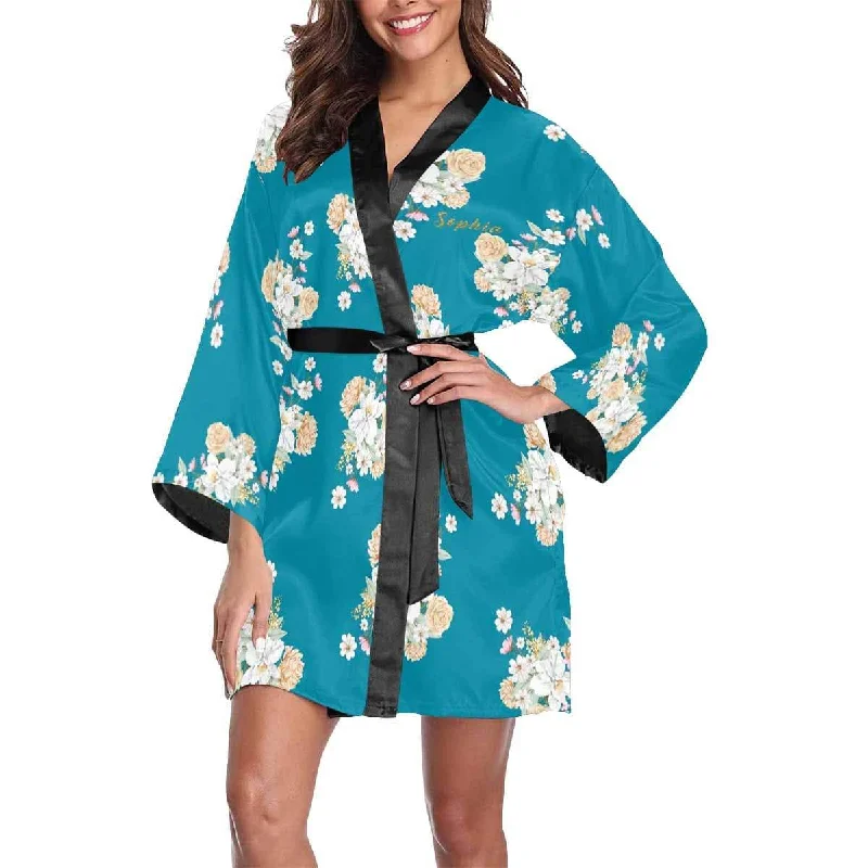 Custom Text Pajama Robe Flowers Beauty Personalized Pajamas with Pictures for Women