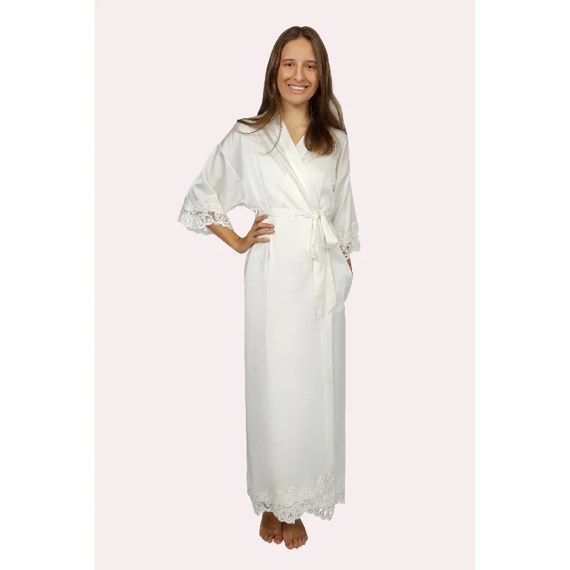 KEEPSAKE (L) Lace Trimmed Satin Robe