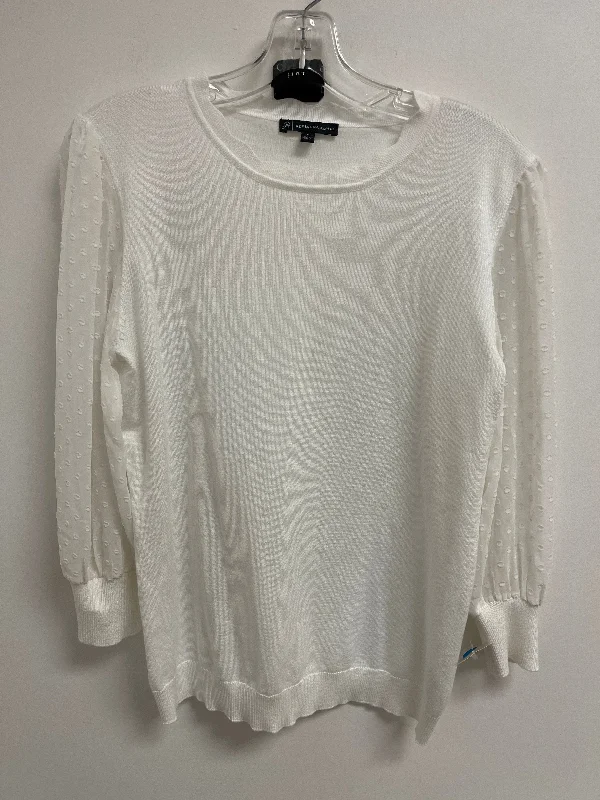 Top Long Sleeve By Adrianna Papell In White, Size: M