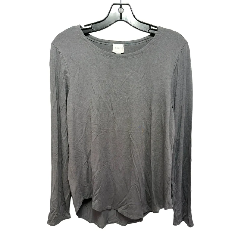 Top Long Sleeve By Cupio In Grey, Size: L