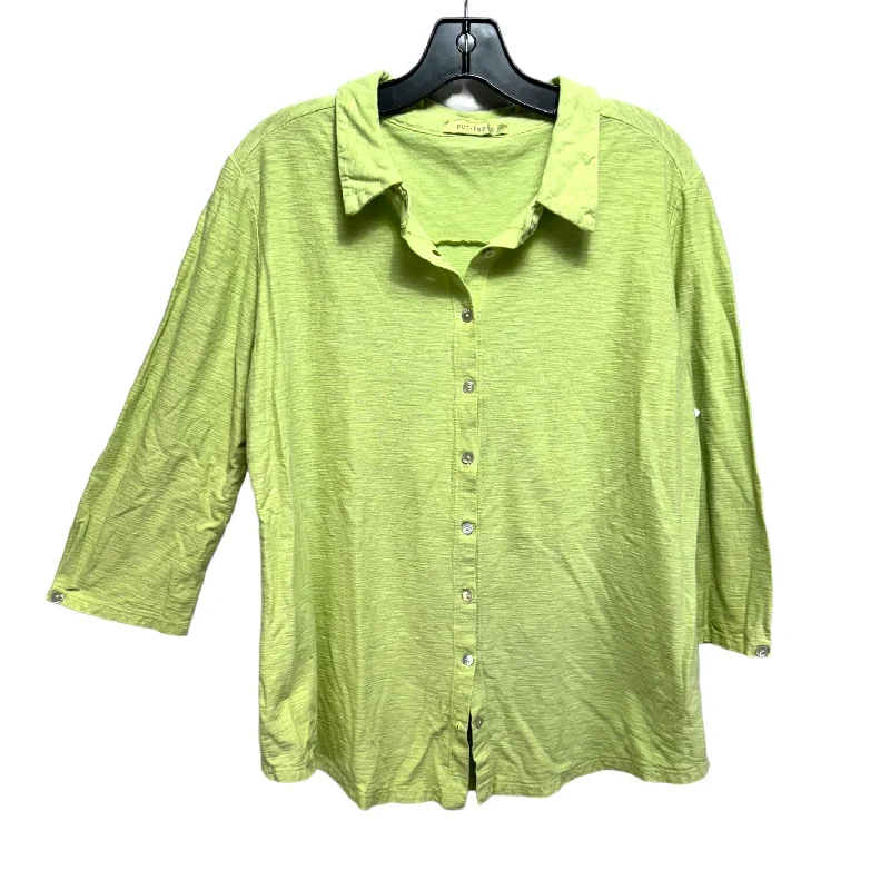 Top Long Sleeve By Cut Loose In Green, Size: L