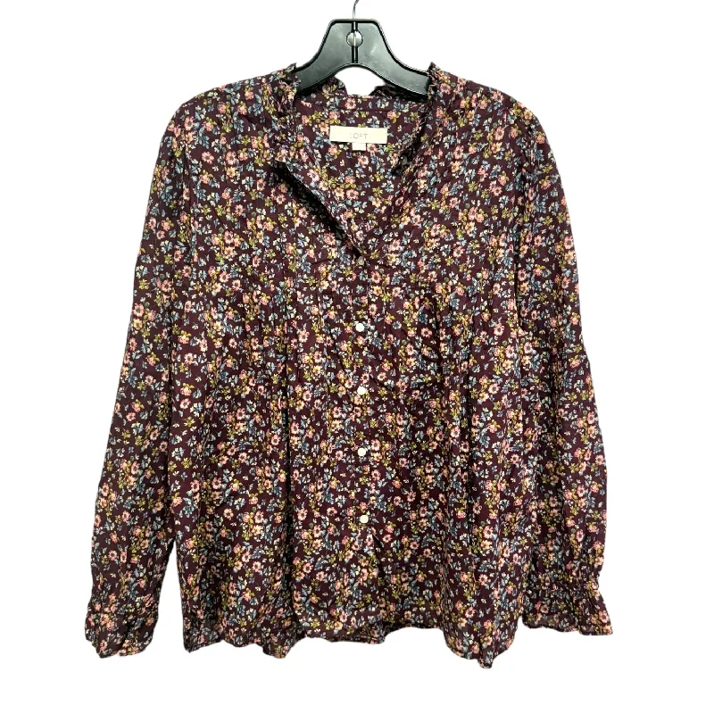 Top Long Sleeve By Loft In Floral Print, Size: L