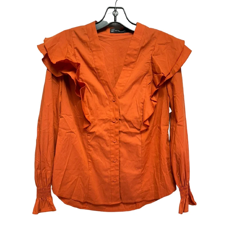 Top Long Sleeve By New York And Co In Orange, Size: M