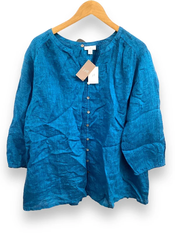 Top Long Sleeve By Pure Jill In Blue, Size: 2x