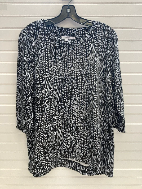 Tunic Long Sleeve By Chicos In Black & White, Size: M