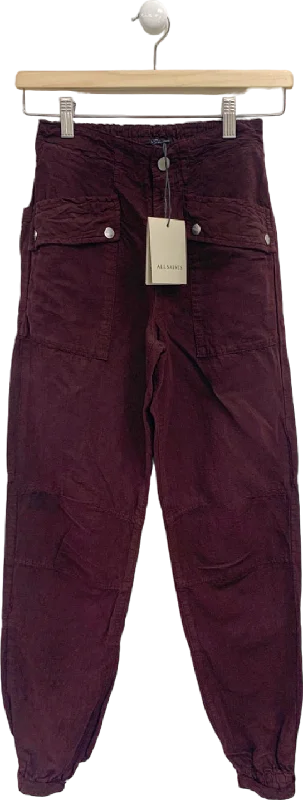 AllSaints Dark Wine VAL Trousers UK 6