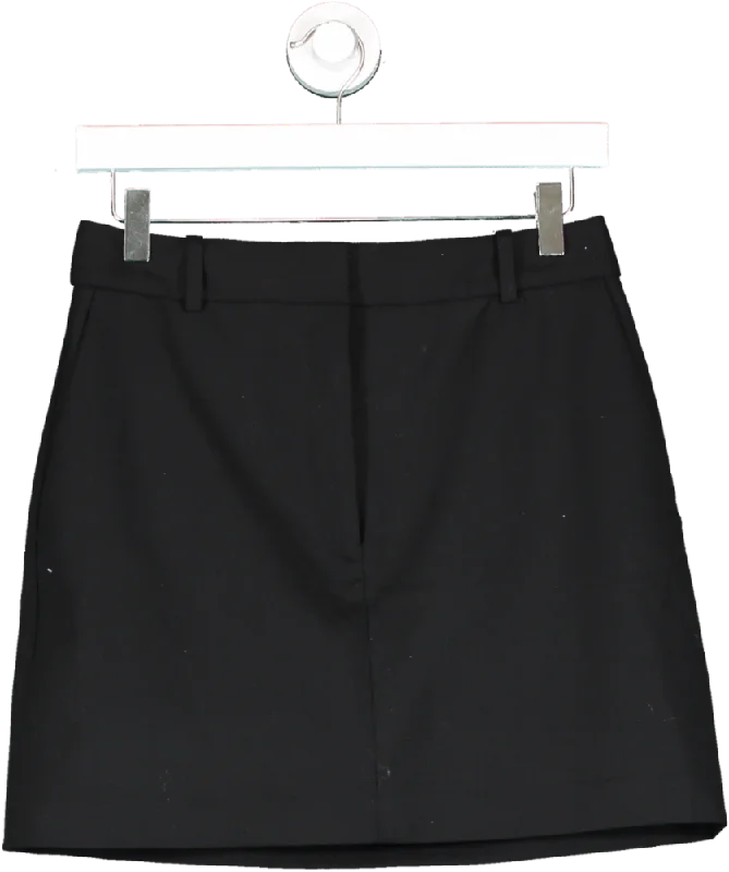 babaton Black Chisel Skirt High-waisted Mini Skirt UK 6