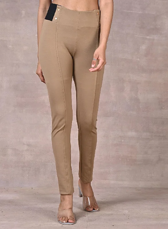 Beige Plain Jegging