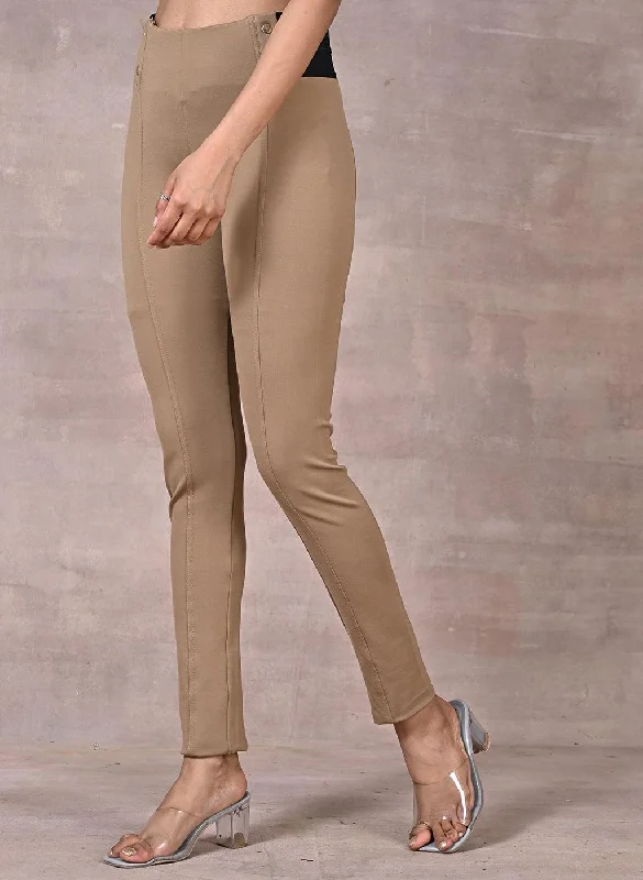 Beige Plain Jegging