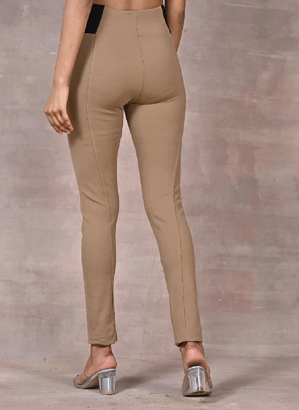 Beige Plain Jegging