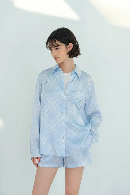 Blue Check Silk Shirt