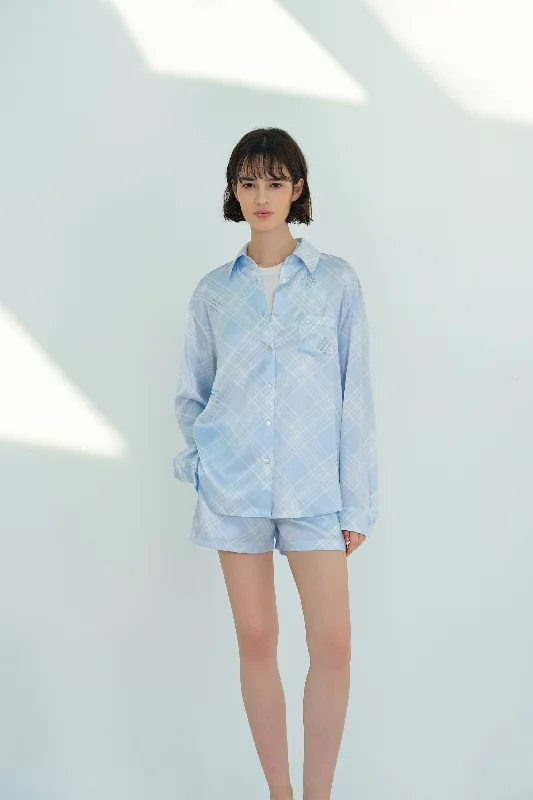 Blue Check Silk Shirt