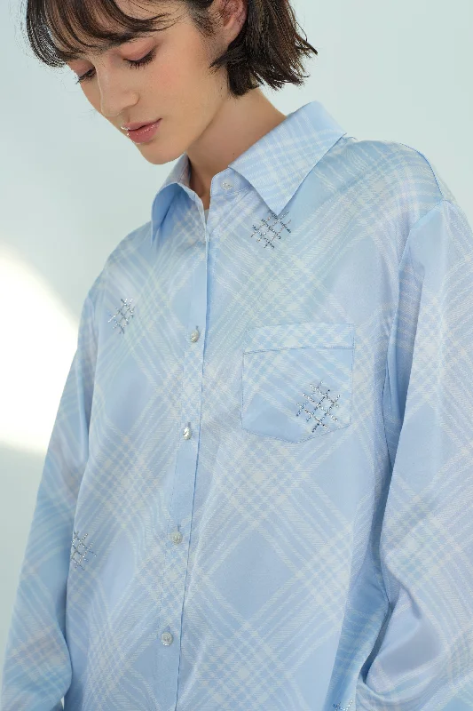 Blue Check Silk Shirt