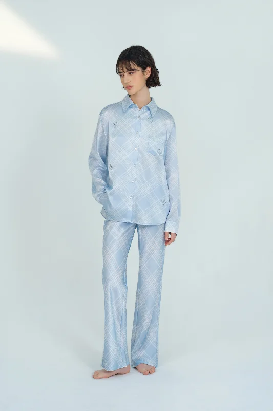 Blue Check Silk Shirt