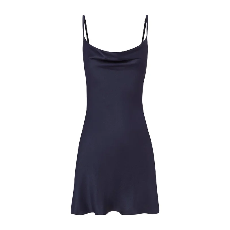 Cowl Neck Viscose Nightie - Navy