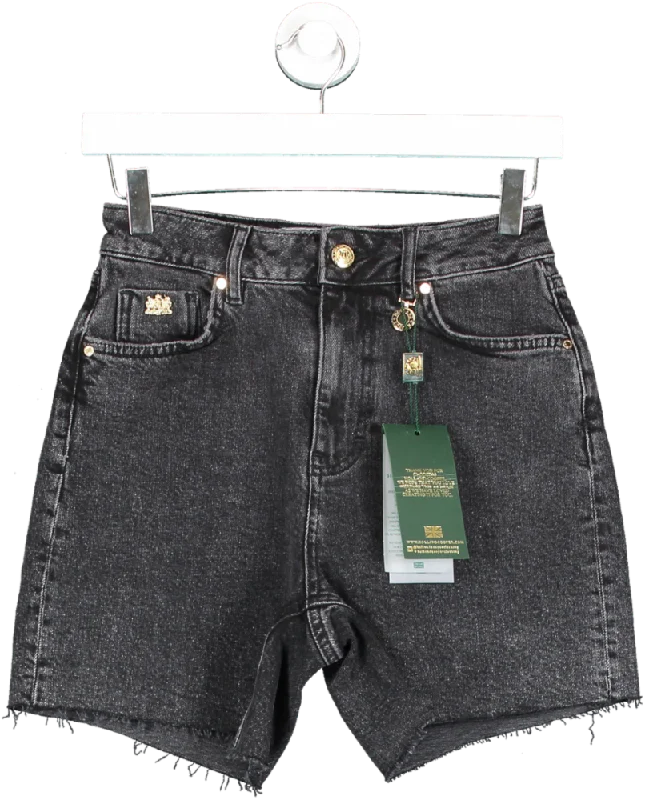 Holland Cooper Black High Rise Denim Short BNWT UK 6