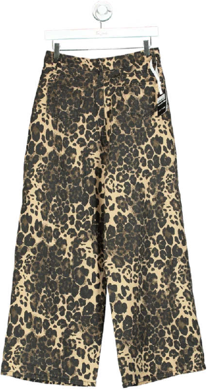 Innovare Denim Brown Leopard Print Wide-Leg Trousers UK M