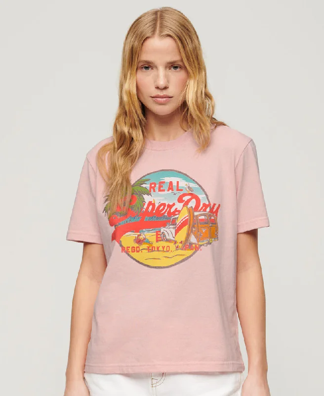 La Vl Graphic Relaxed Tee | Somon Pink Marle