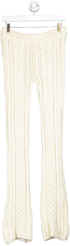 Lioness Cream Cable Knit Trousers UK M