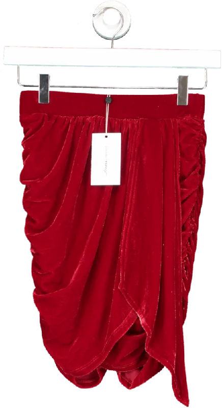 Lovers and Friends Velvet Tinley Skirt In Red UK XS