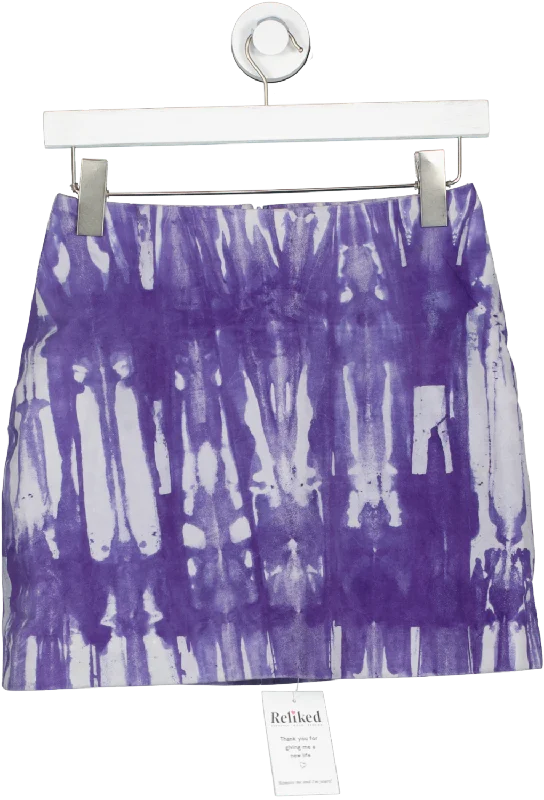 Nasty Gal Blue Real Suede Tie Dye Mini Pelmet Skirt UK 6