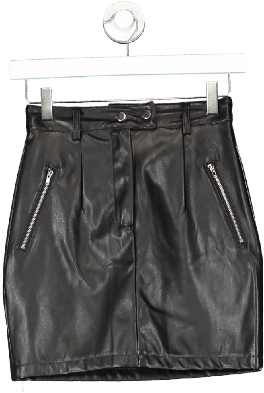 PrettyLittleThing Black Faux Leather Mini Skirt UK 6