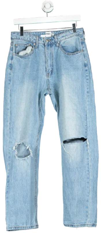 Princess Polly Light Blue Distressed Mom Jeans UK 8