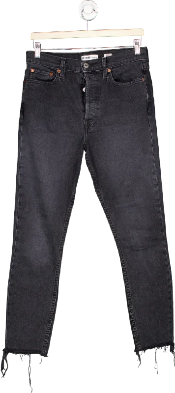 RE/DONE Faded Black High Rise Ankle Crop Jeans Size 29