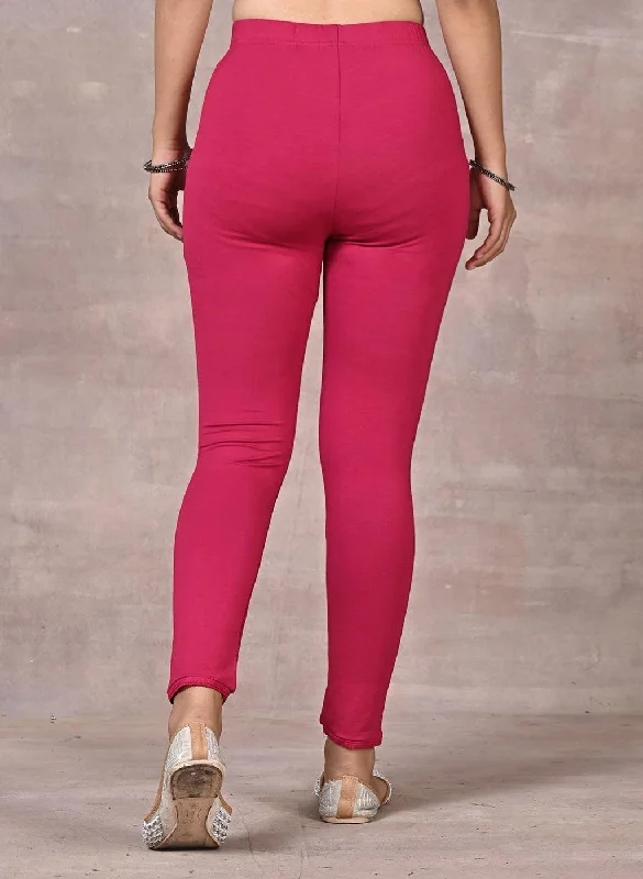 Rose Pink Ankle Length Plain Legging