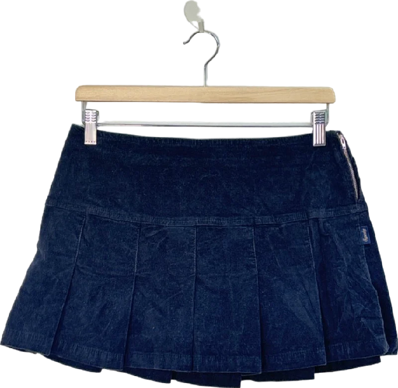 Superdry Nautical Navy Vintage Cord Pleat Mini Skirt UK 10