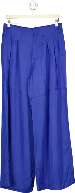 Zara Blue Wide-Leg Trousers UK L