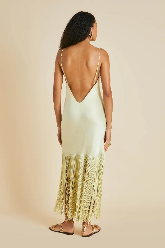 Zoya Yellow Slip Dress in Sandwashed Silk