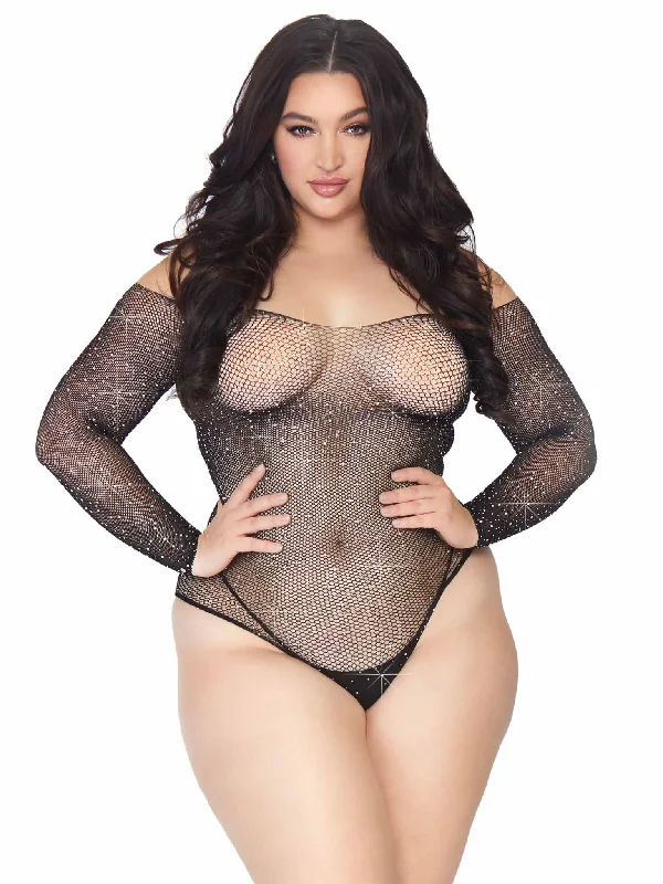 89231X Falling 4 U Rhinestone Bodysuit- Queen