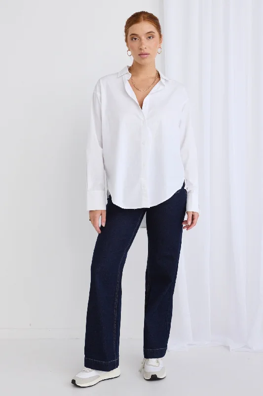 California White Cotton Poplin Oversized Shirt