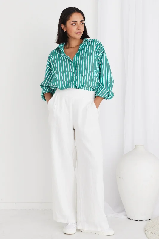 California Green Stripe Poplin Oversized Shirt