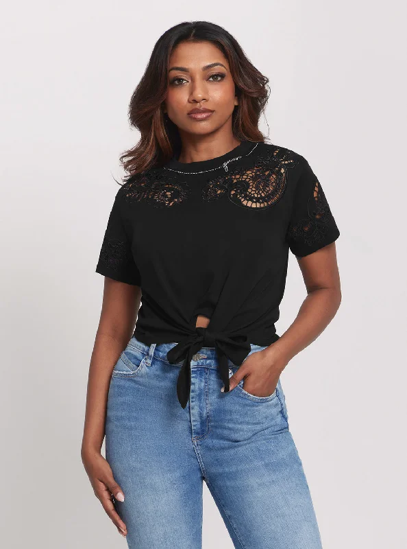 Eco Black Anjour Lace T-Shirt