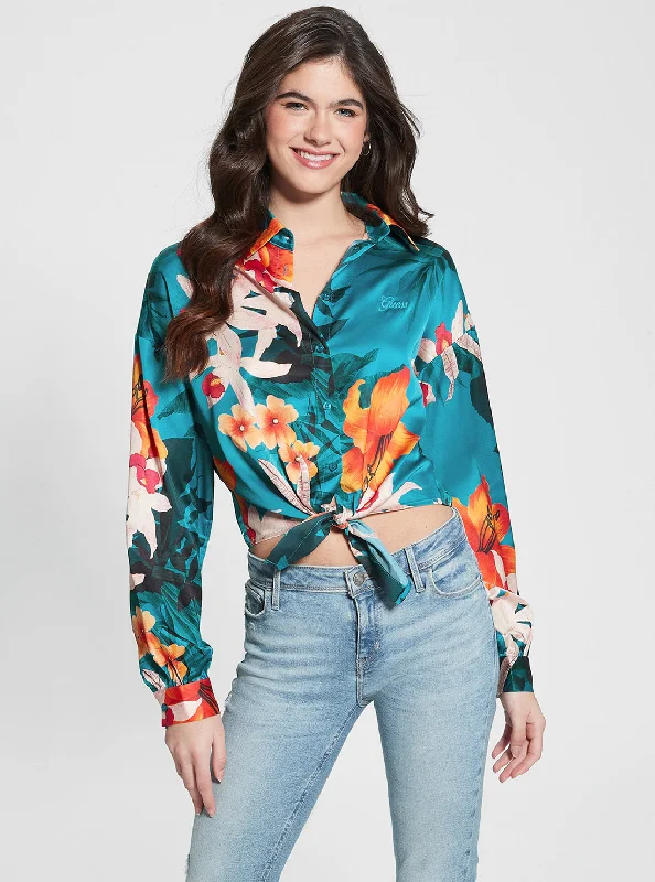 Eco Green Floral Bowed Jun Shirt